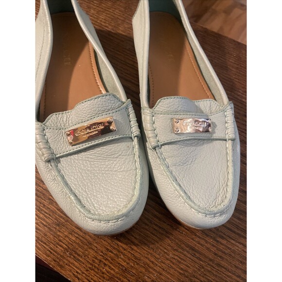 Coach Shoes Womens 7 B Aqua Leather Loafers Frederica Driver Flats Moccasin - Picture 3 of 8